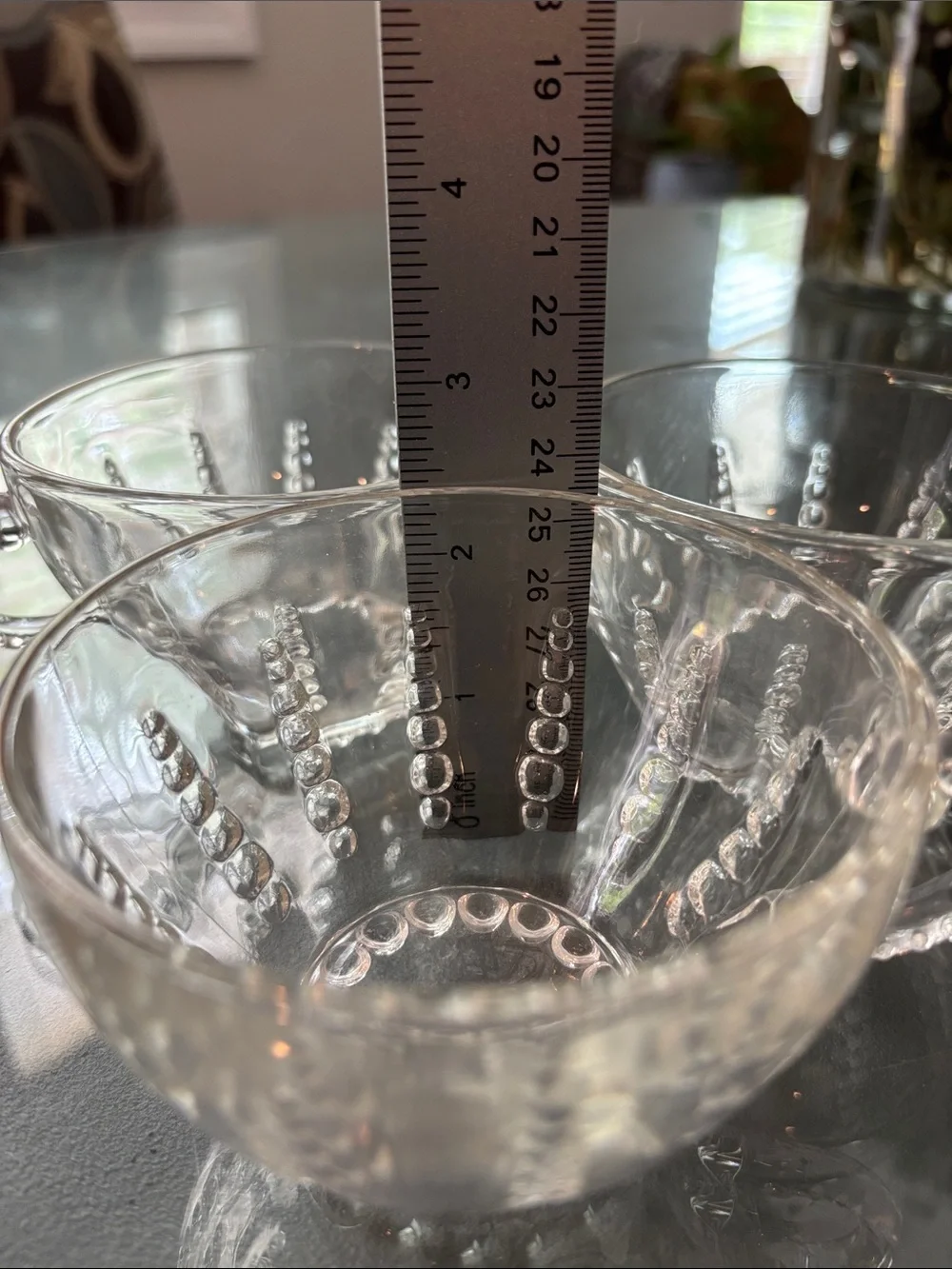 Federal glass- beaded sunflower Clear Glass Bubble-Pattern Teacup - Set of 3